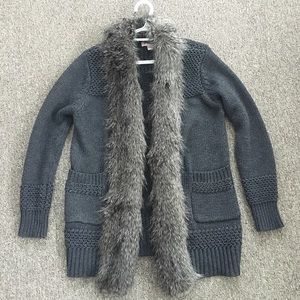 Forever 21 Faux Fur Trim Cardigan